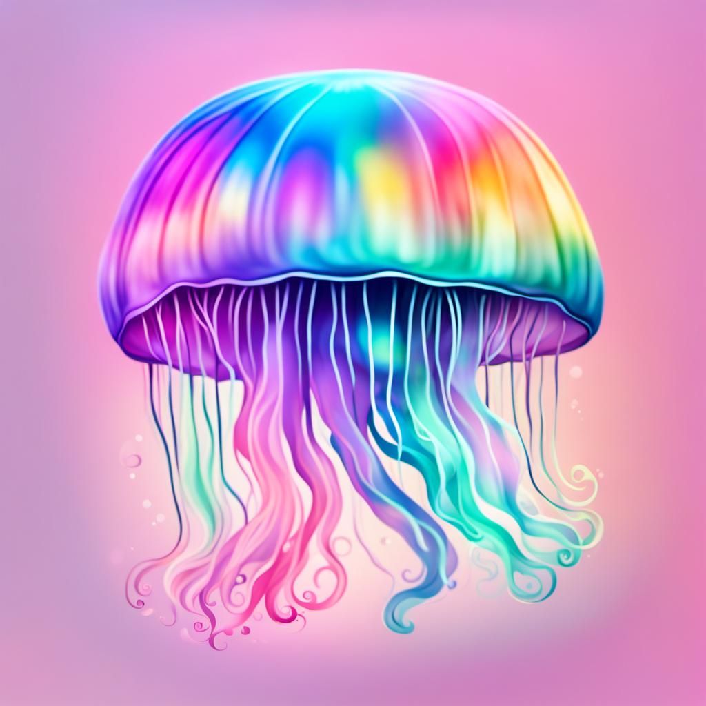 Iridescent Rainbow Jellyfish in Pastel Hues