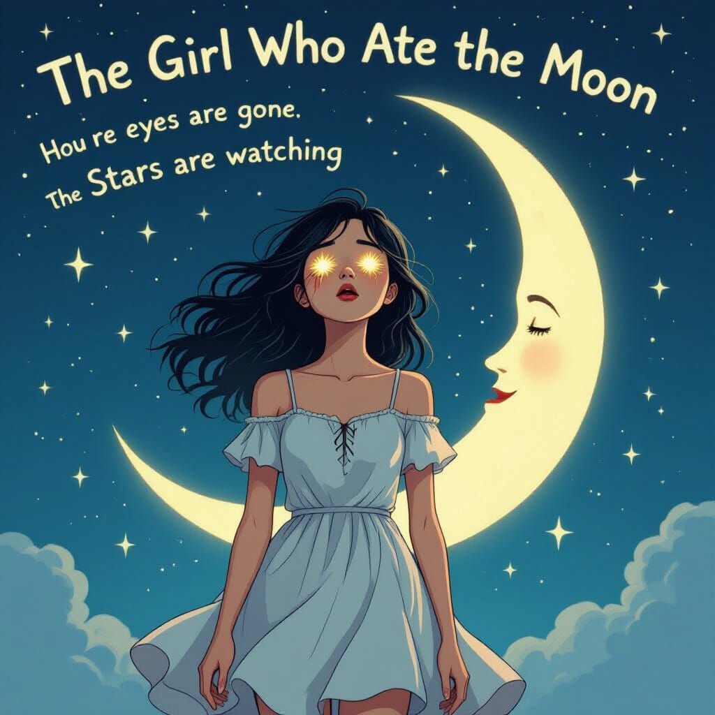 Girl With Glowing Mouth Eats Half the Moon