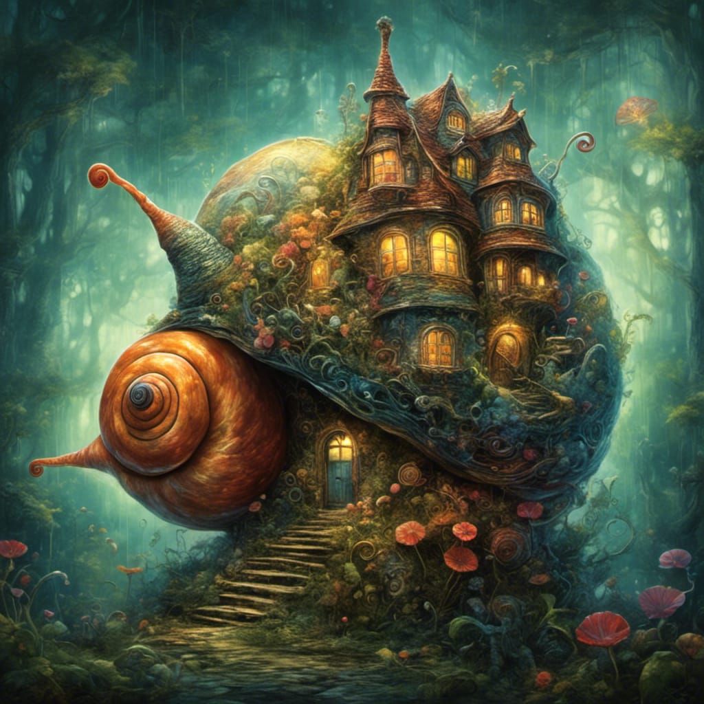 Snail House: A Detailed and Quirky Drawing