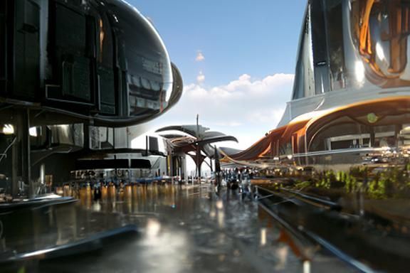 Futuristic Sci-Fi Spaceport Concept Art