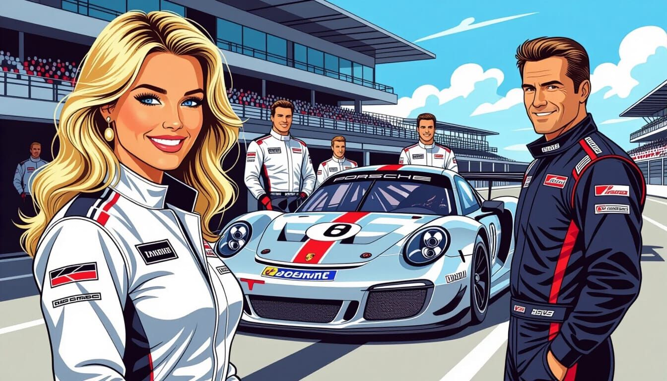 1970s Porsche Racing Team Illustrated in Manara Style