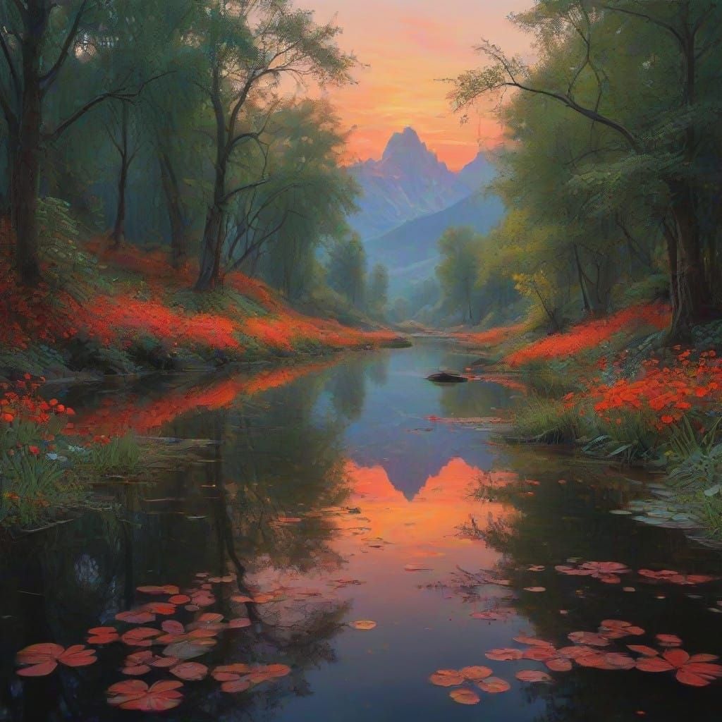 Vibrant Realms of Ethereal Wonder in Oil on Wood