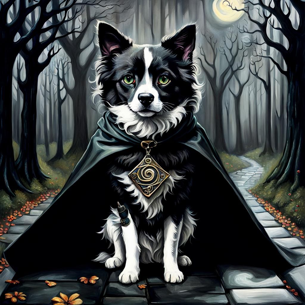 Surreal Superhero Dog and Cat in Brushed Charcoal Style