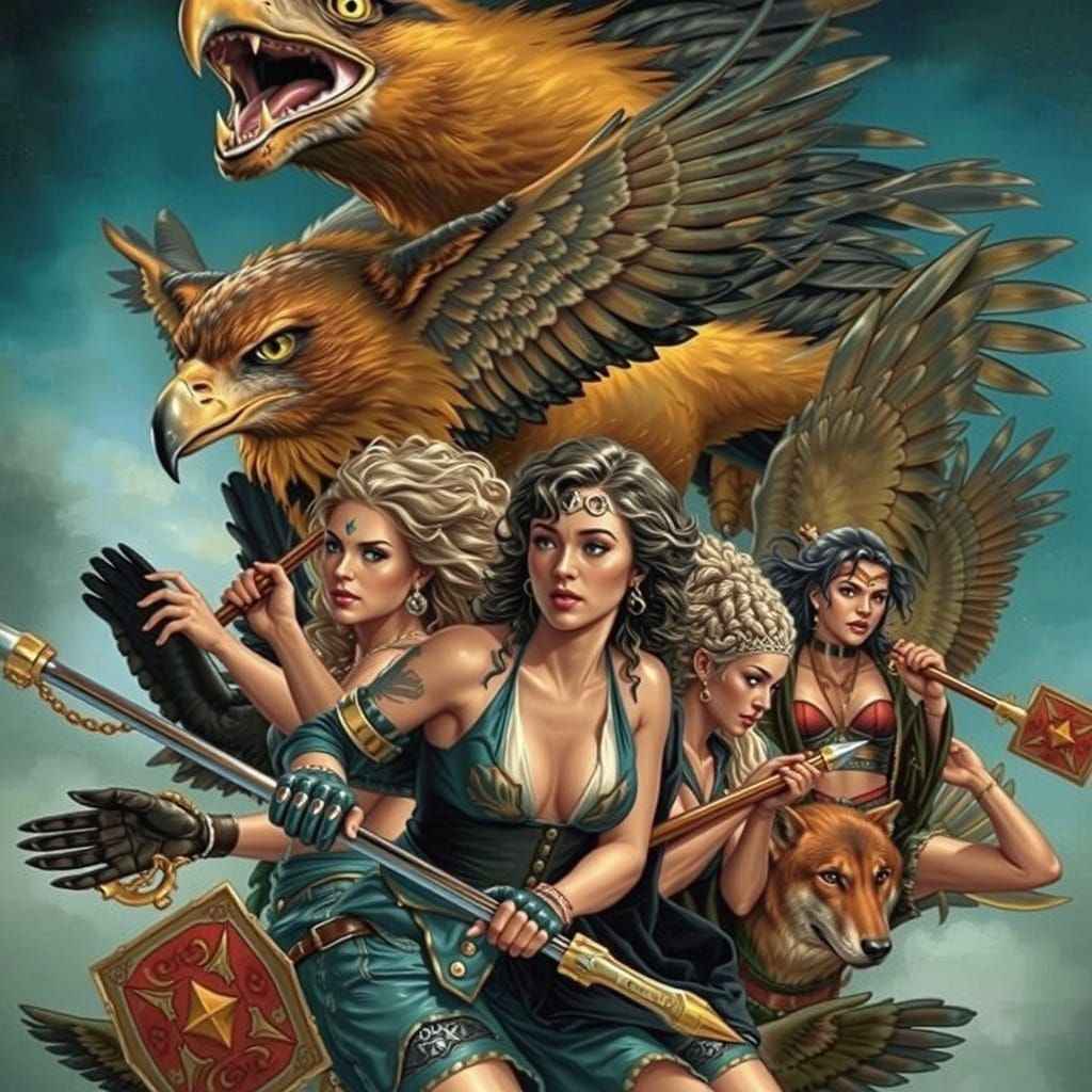 Vibrant Comic Art of Eagle and Wolf Warriors