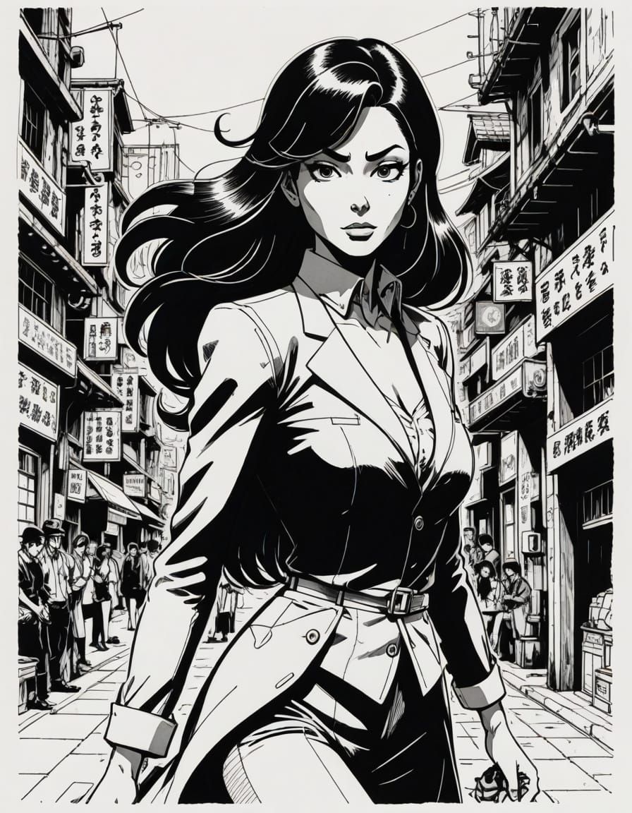 Seductive Thief in Hand-Drawn Comic Book Style