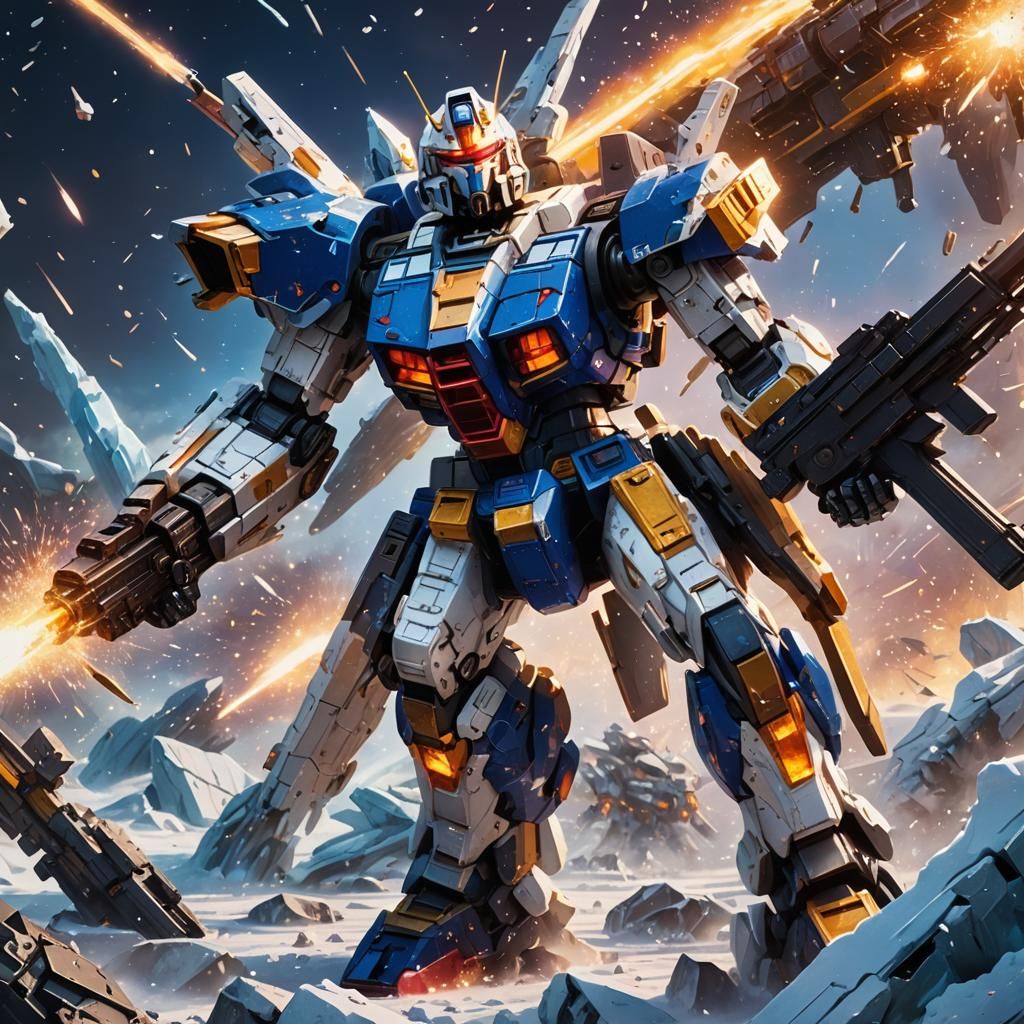 Gundam vs Ice Dragon in Epic Space Battle