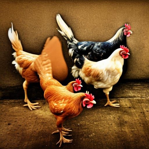 Hyperrealistic Chickens in Cinematic Composition