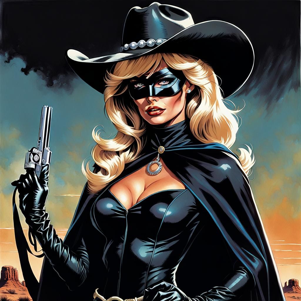 Comic Book Art: Woman Rider in Black