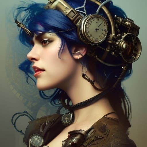 Steampunk Punk Rock Princess in Indigo