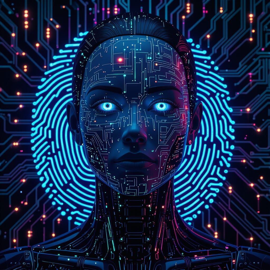 Android with Transparent Face in Hyperrealistic 4K Style