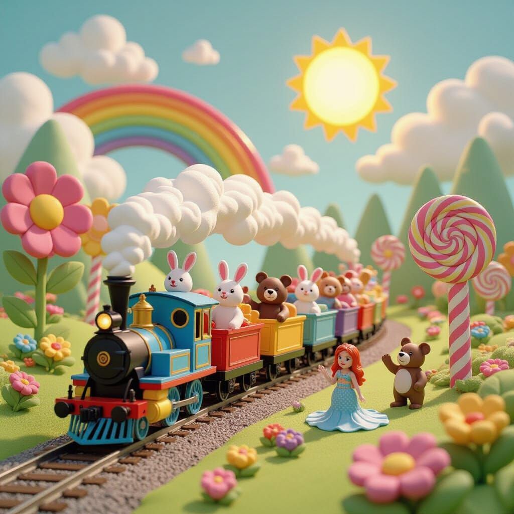 Play-Doh Rainbow Train in Enchanted Candy Landscape