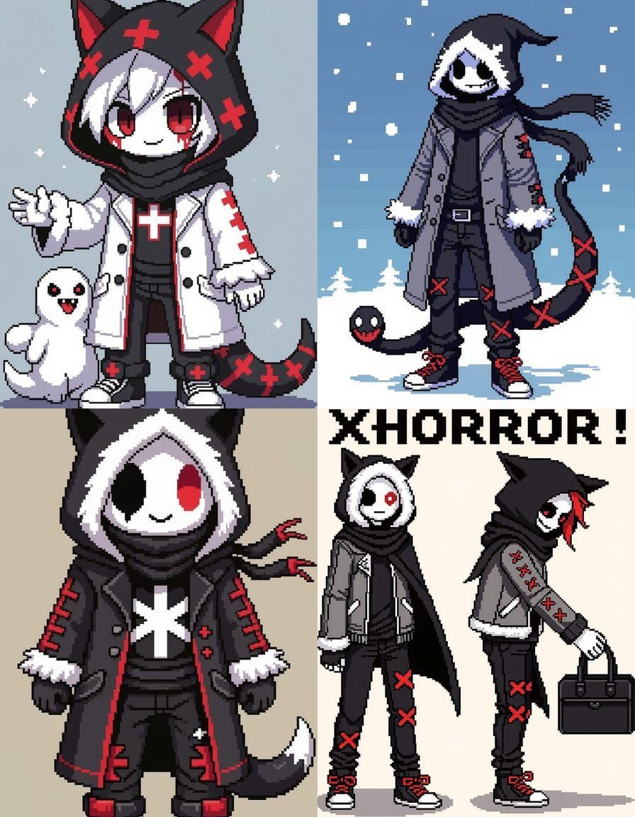 Xhorror!sans Pixel Art Fusion of Cross and Horror Sans