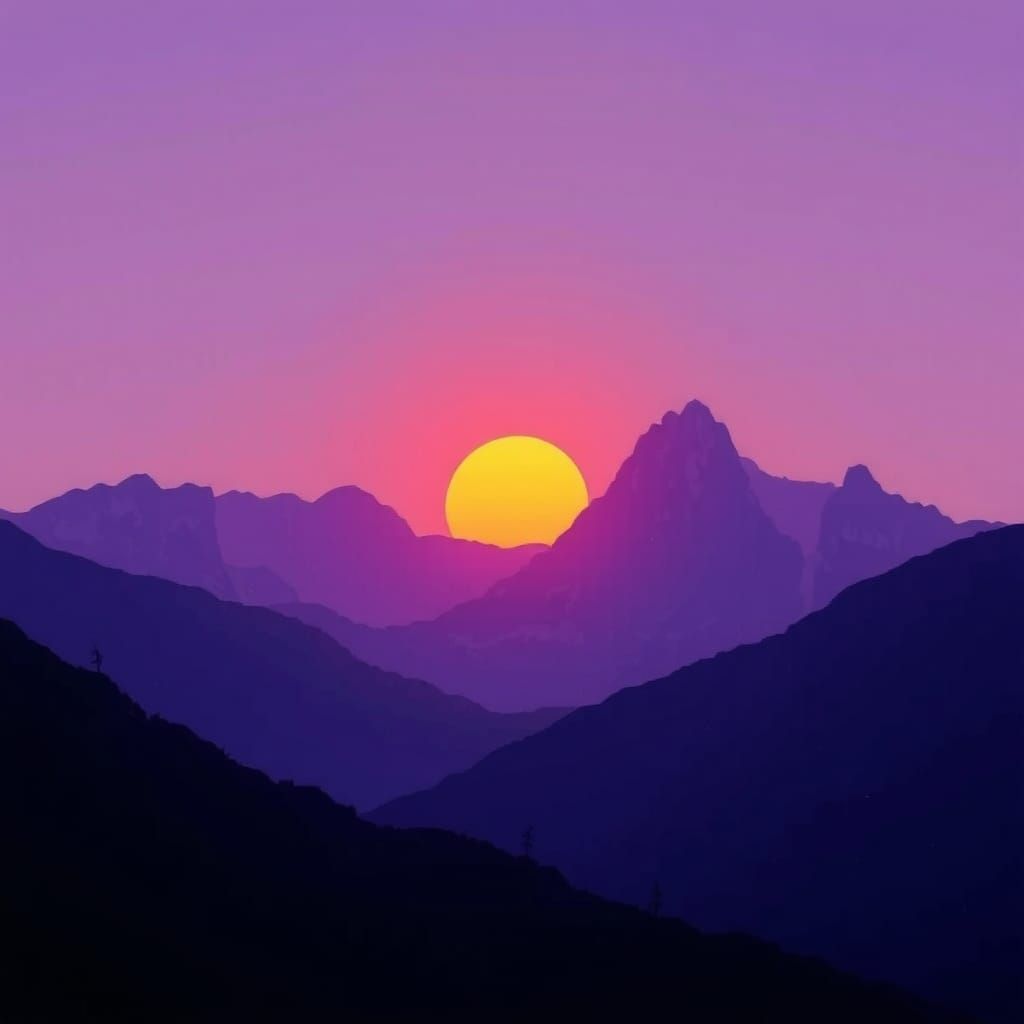 Majestic Purple Mountains at Dusk in Dreamlike Style