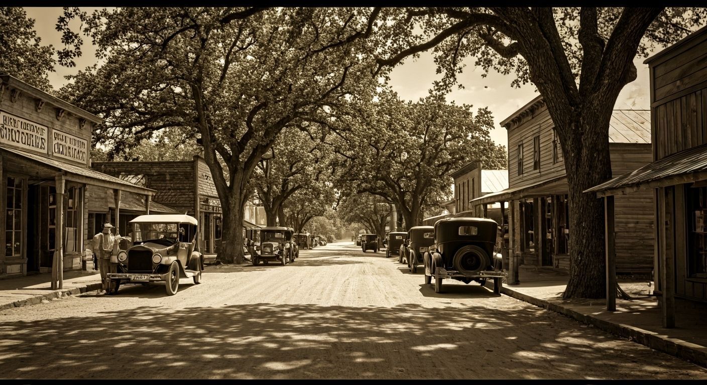 1927 American Small Town Main Street Platinum Print