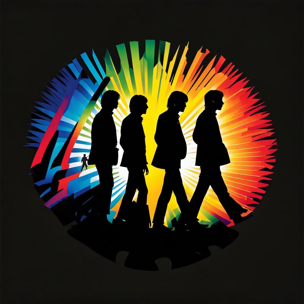 The Beatles: Colorful Cinematic Silhouette Art