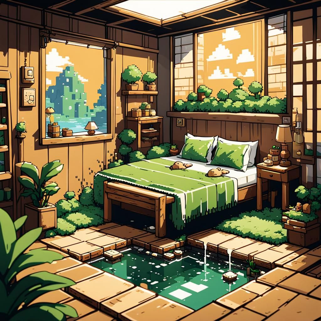 8-Bit Pixel Art Frog and Toad Bedroom