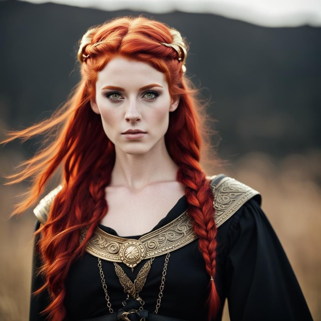 Red-Haired Viking Woman with Golden Eyes