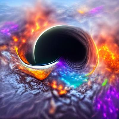 Black hole swallowing earth holographic pixiv stock photo Unreal Engine iridescent geometric