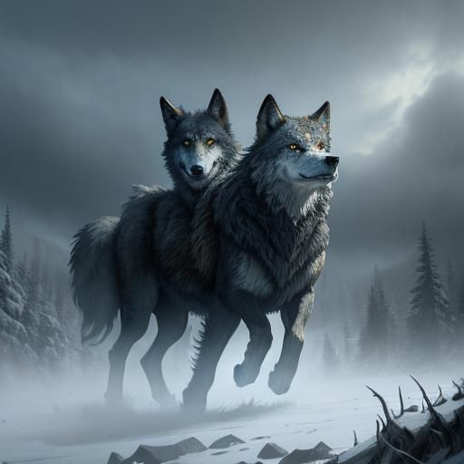 Epic Wolves in a Dramatic Digital Matte Painting
