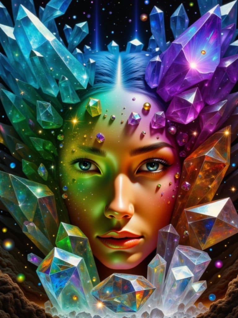 Crystalline Aurora: A Hyperrealistic Portrait