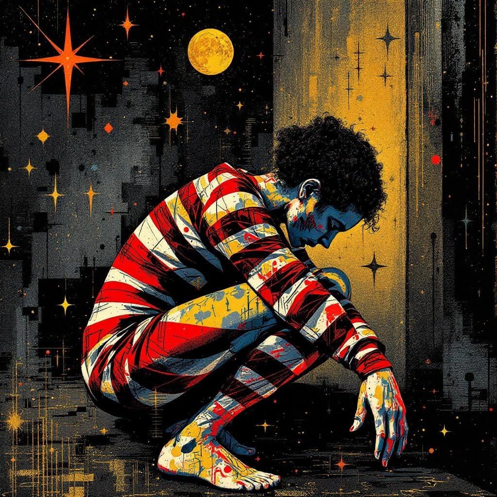 Rembrandt and Haring Fusion with Digital Glitch Art