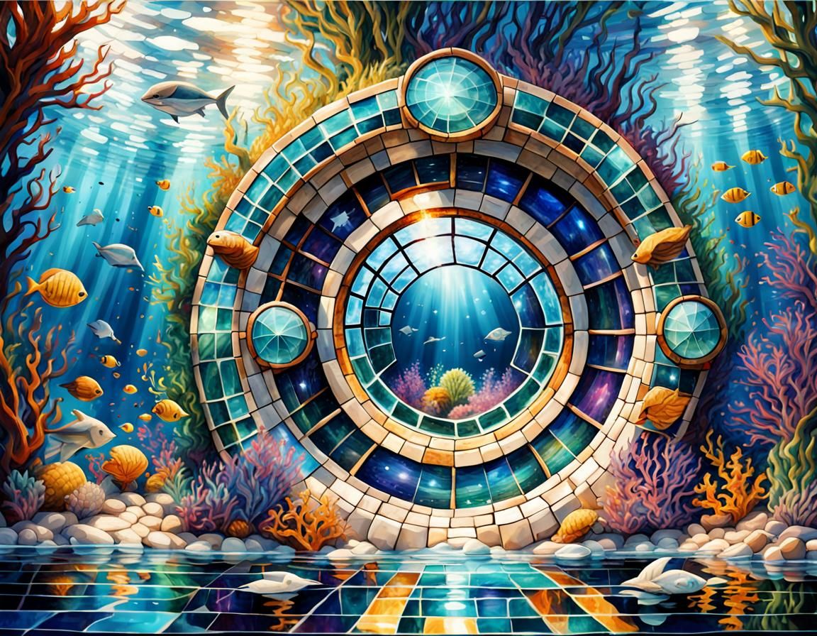 Underwater Mosaic Portal to a Fantasy World