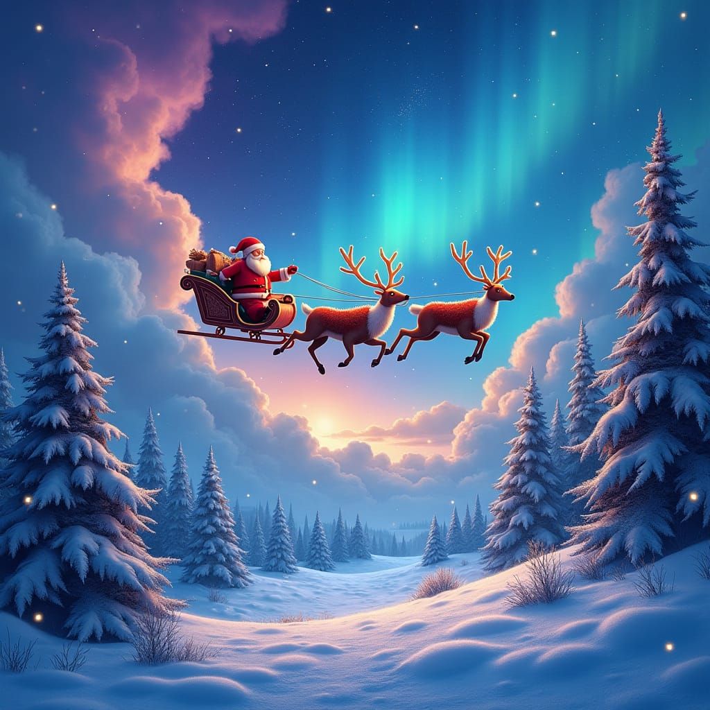 Enchanting Christmas Eve Flight in Fantasy Style
