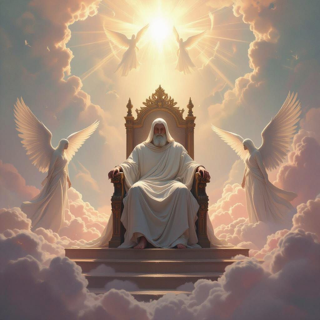 God Enthroned in Heaven as Visionary Art