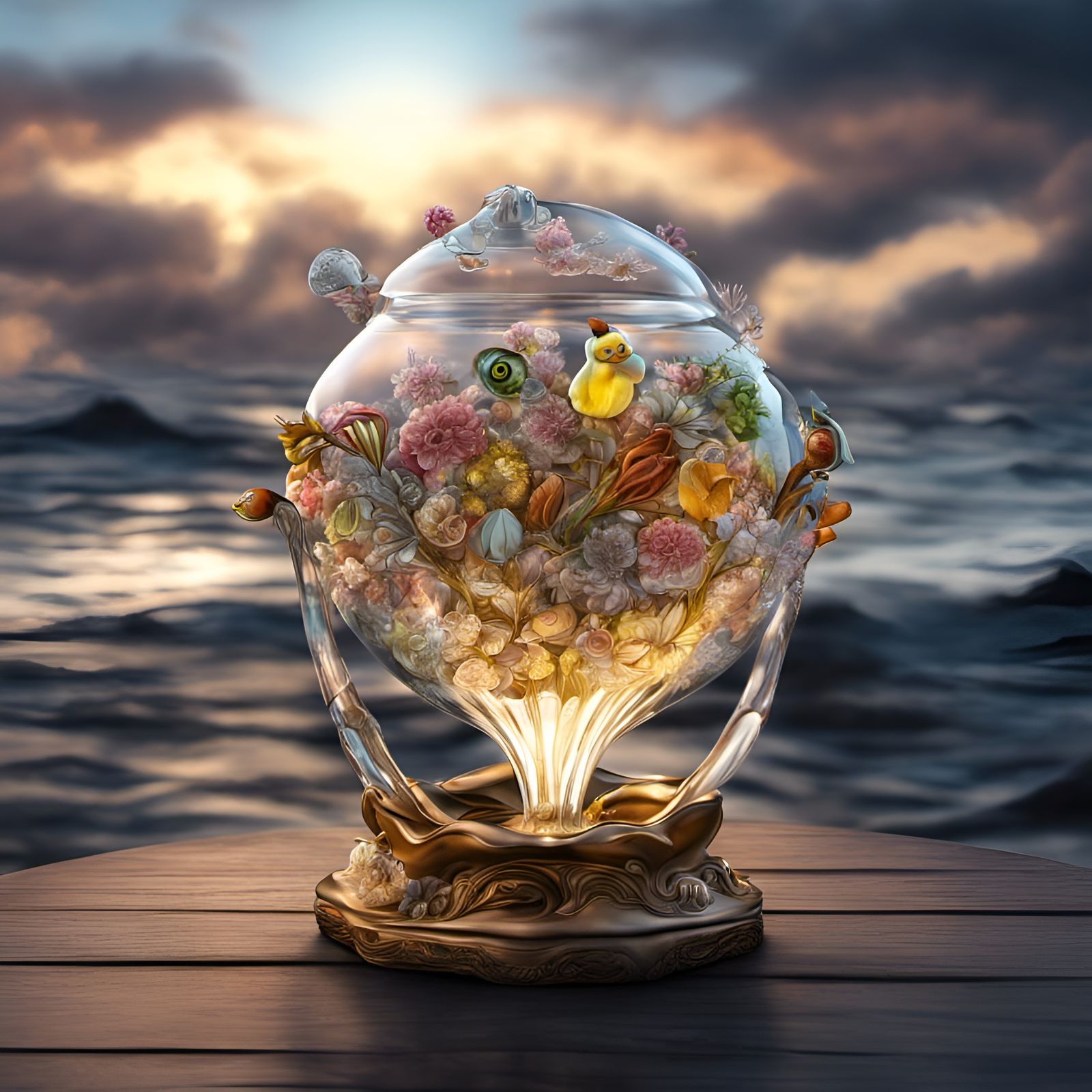 Cartoon Glass Vase: Hyperrealistic 3D Render