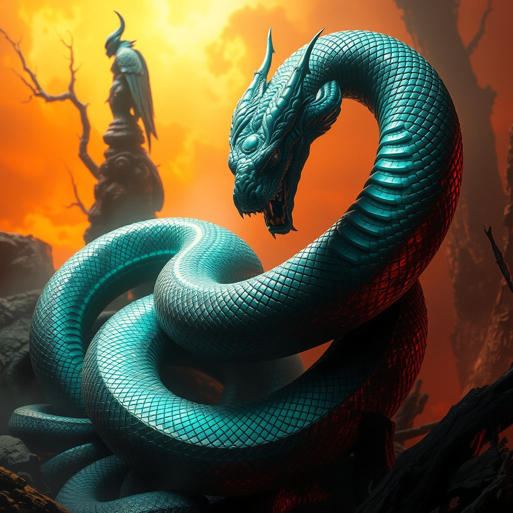 Majestic Serpent in Mystical Ambiance, as 3D Render