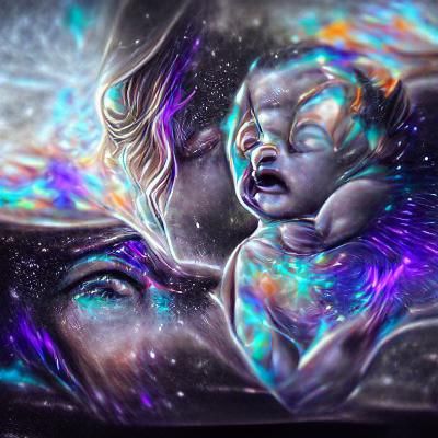 Nyx Discovers Hypnos: A Cosmic Love Illustration