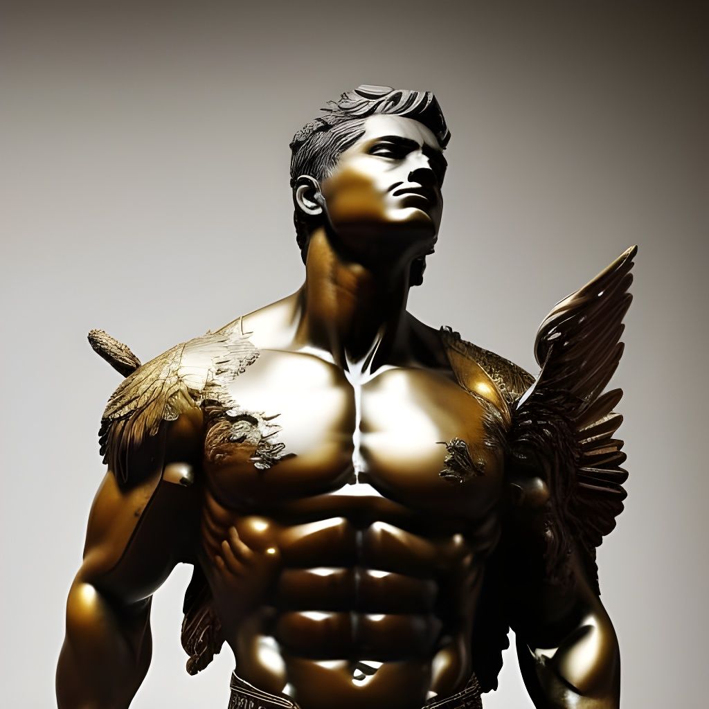 Badass Marble Statue in Dynamic Floating Pose