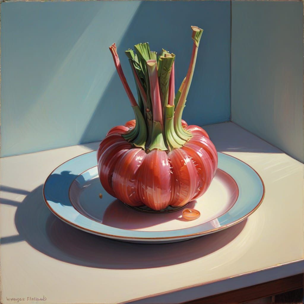 Ethereal Rhubarb Still Life Painting