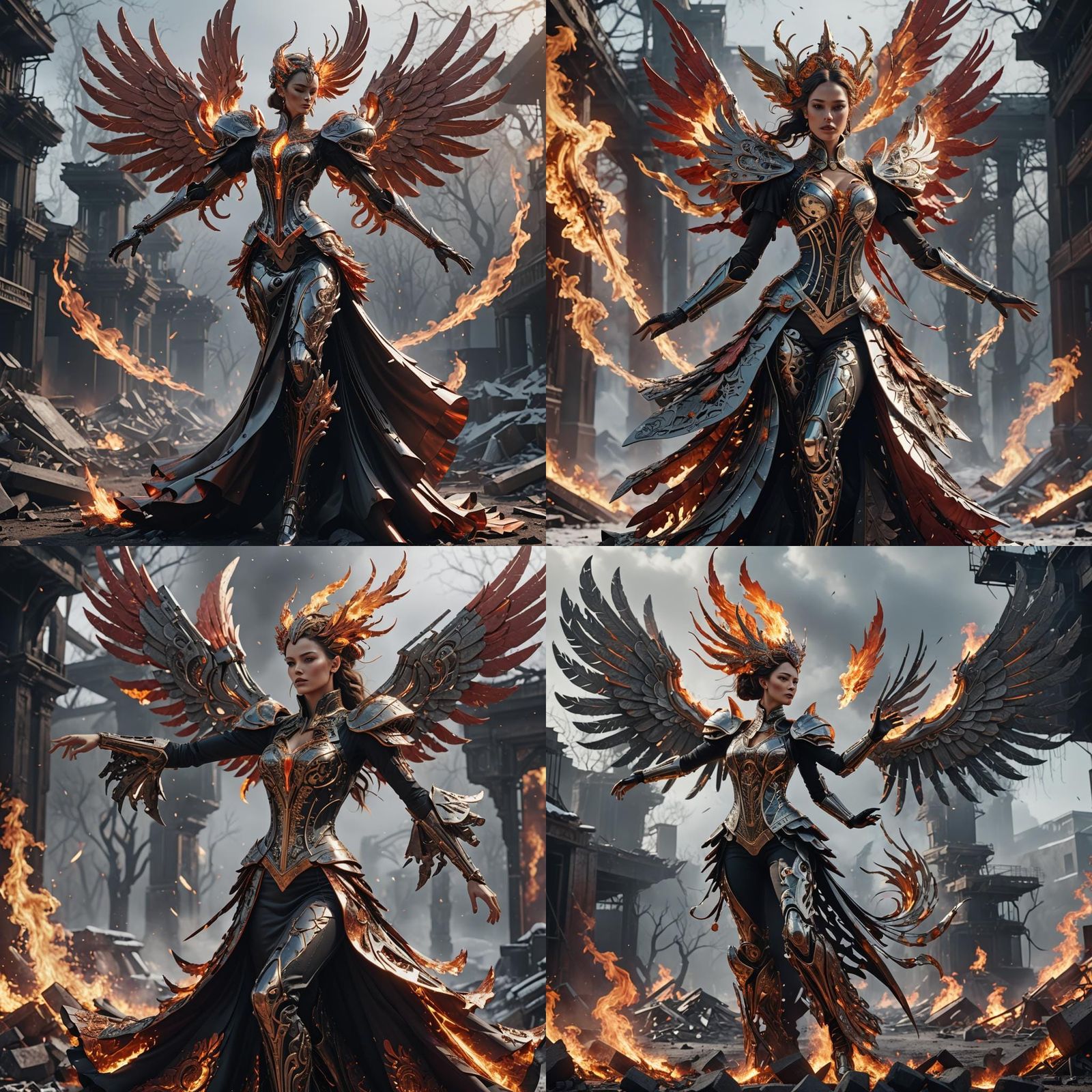 Flamenco Dancer Rises as Phoenix: Sci-Fi Rendering