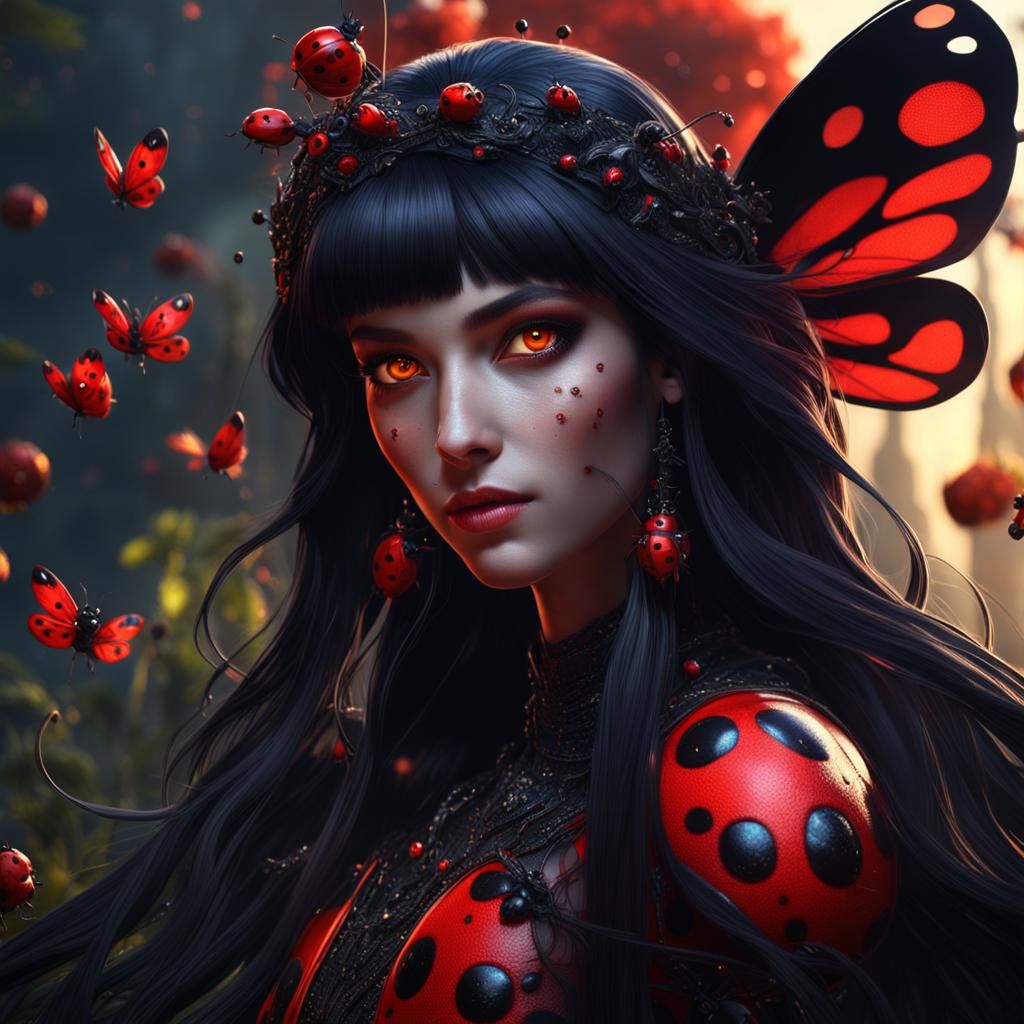 Stunning Ladybug Queen with Glowing Eyes
