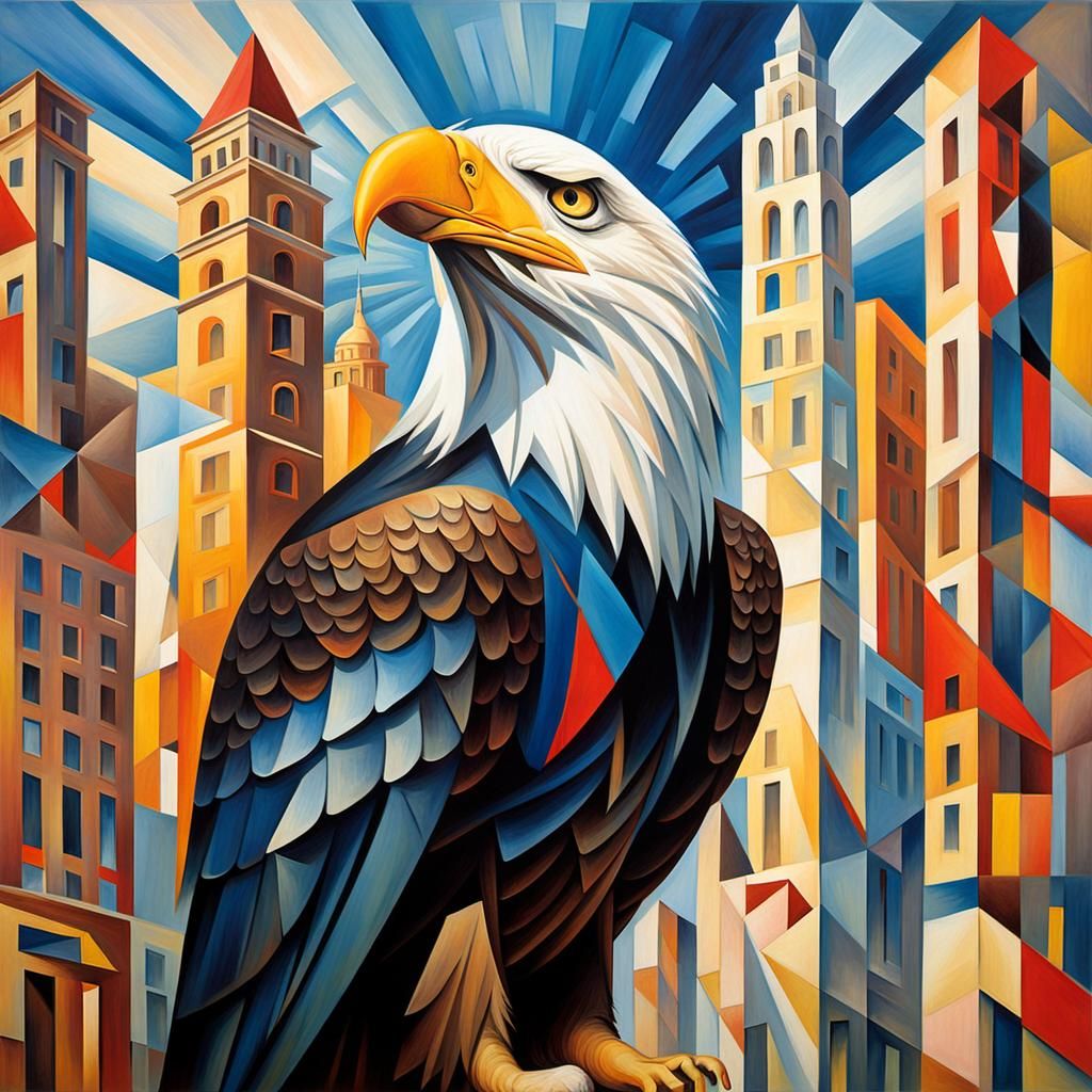 Abstract Cubist Bald Eagle in Philadelphia