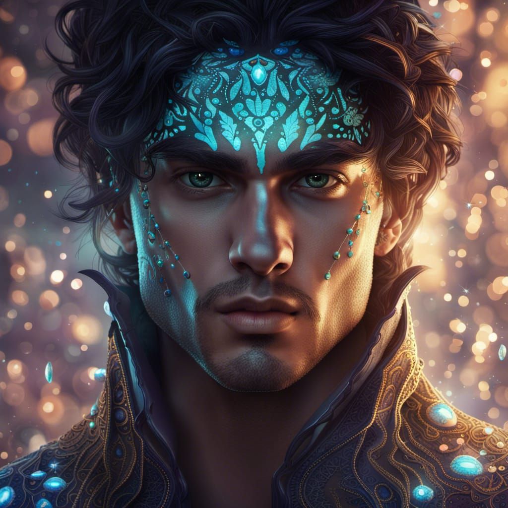 Bioluminescent Prince Portrait in Fantasy Art Style