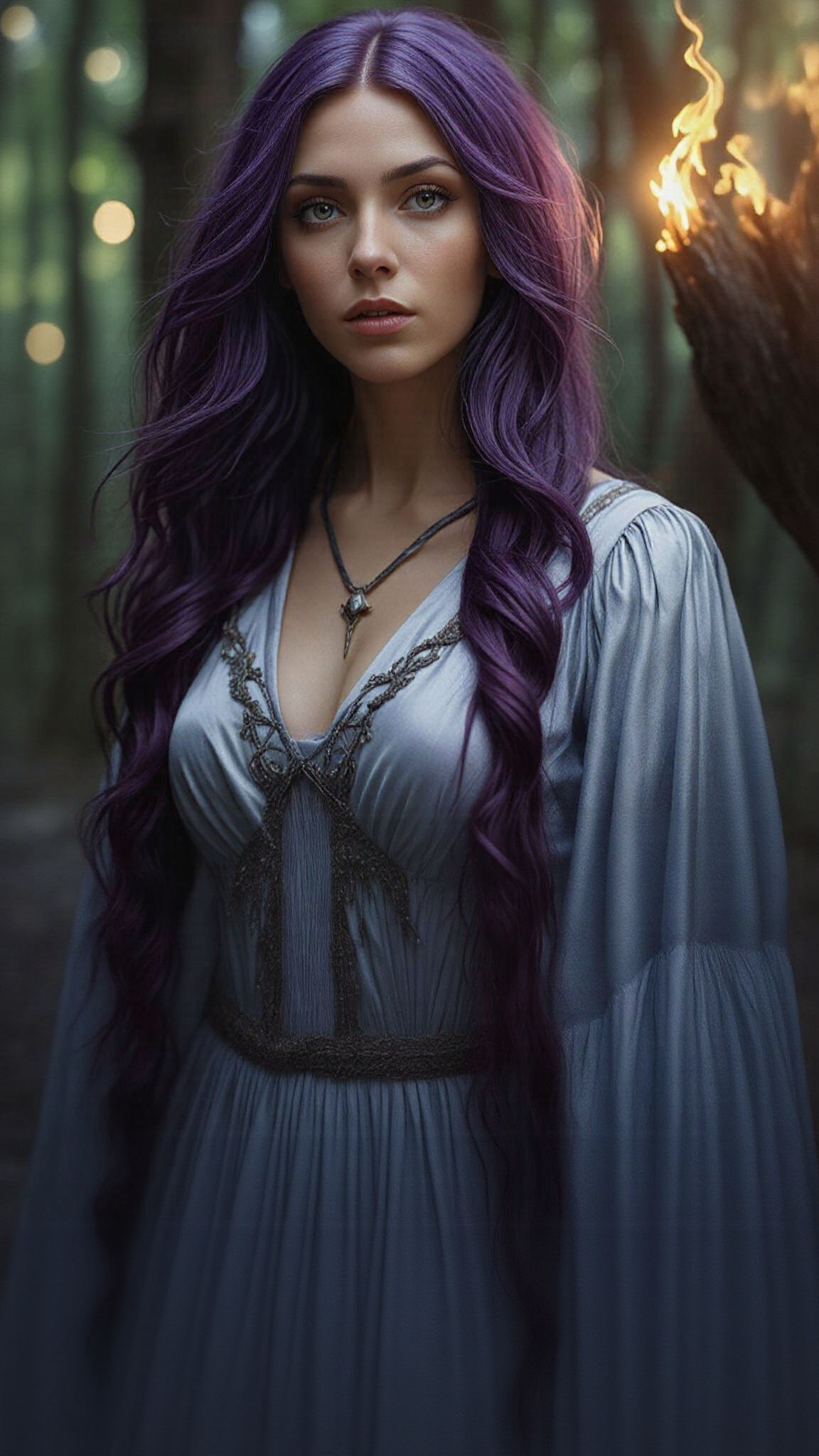 Mystical Sorceress Portrait in Hyper-Realistic Digital Art