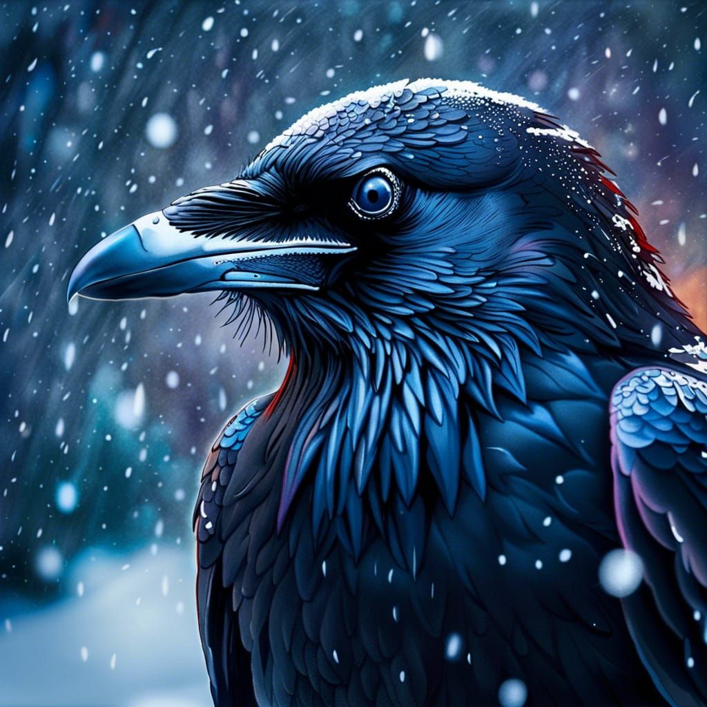 Raven as Jon Snow in Snowy Abstract Portrait