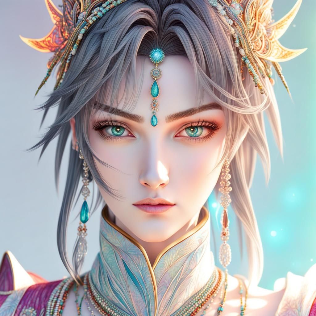 Intricate Portrait of Woman with Fibre-Optic Jewelry