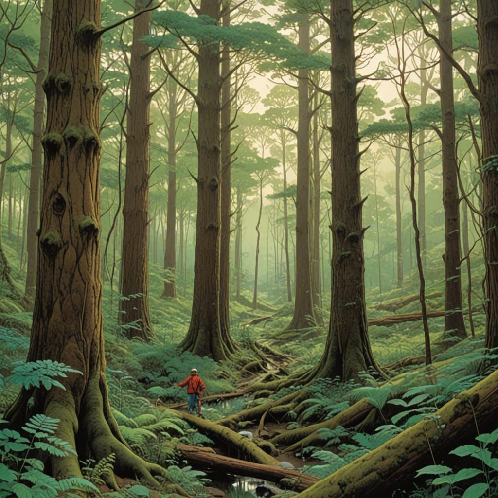 Lush Wildlife in Art Nouveau Comic Style