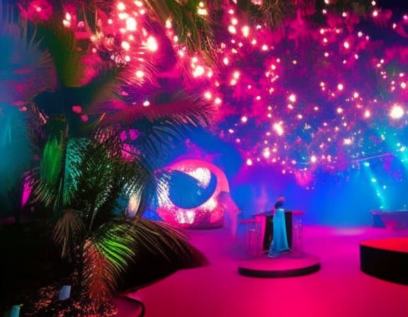 Fairycore Disco with Bioluminescent Dancefloor in Art Nouvea...