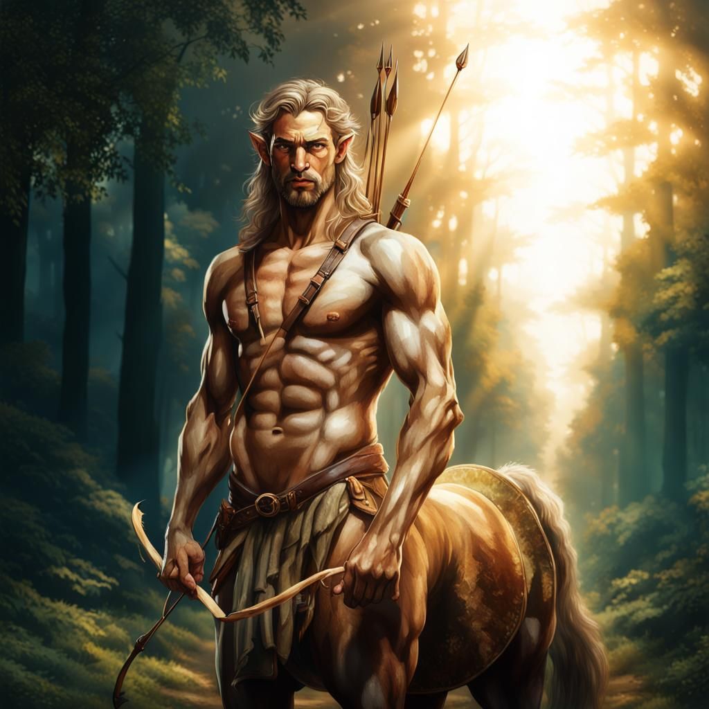 Dramatic image of the brave Oreius (Centaur of "Chronicles o...