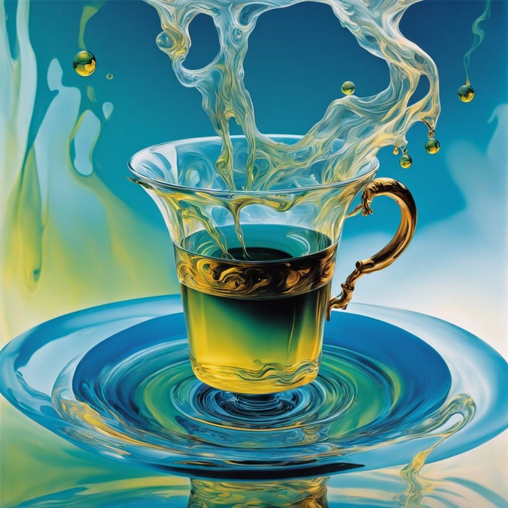 Ethereal Water Cup in Vibrant Oil Painting