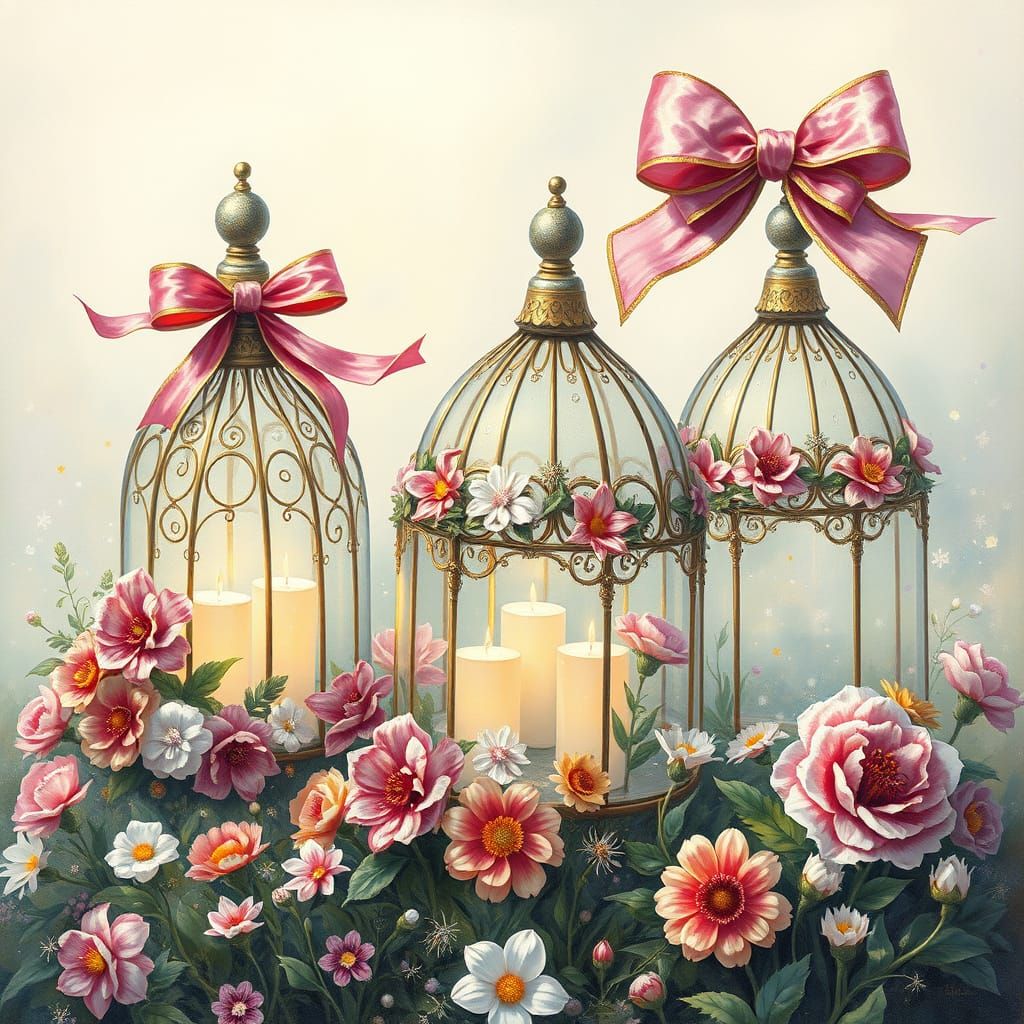 Gouache Masterpiece of Vibrant Easter Decorations in Thick B...