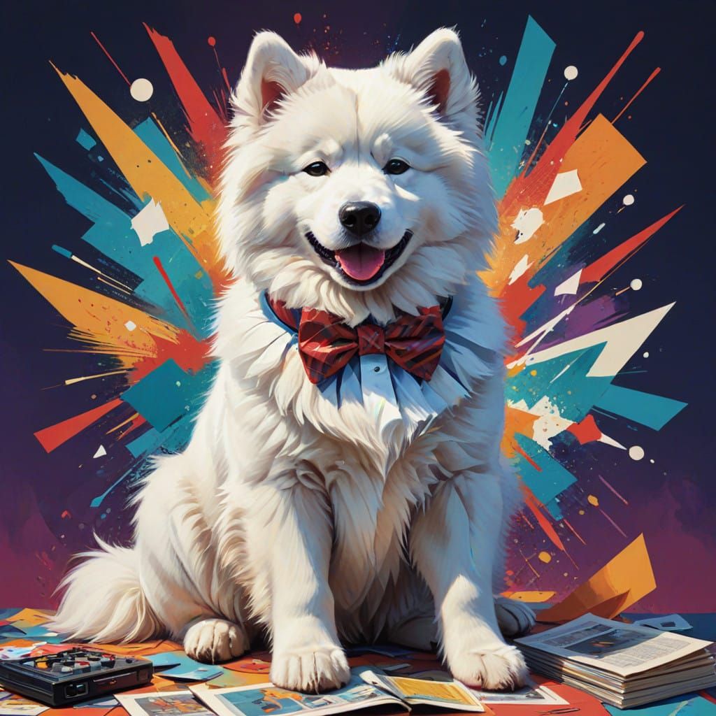 Anthropomorphic Samoyed in Hip-Hop Attire