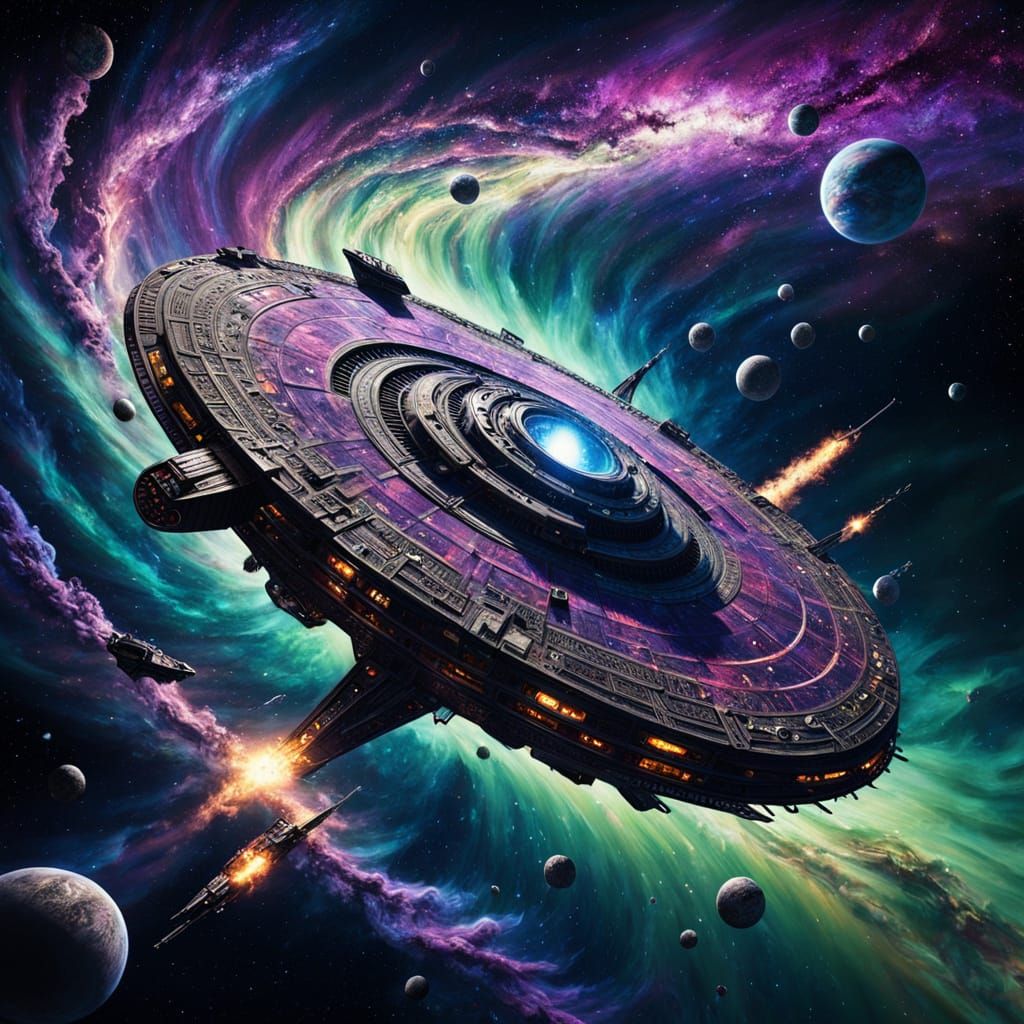 Ethereal Cosmic Odyssey in Vibrant, Electric Blue