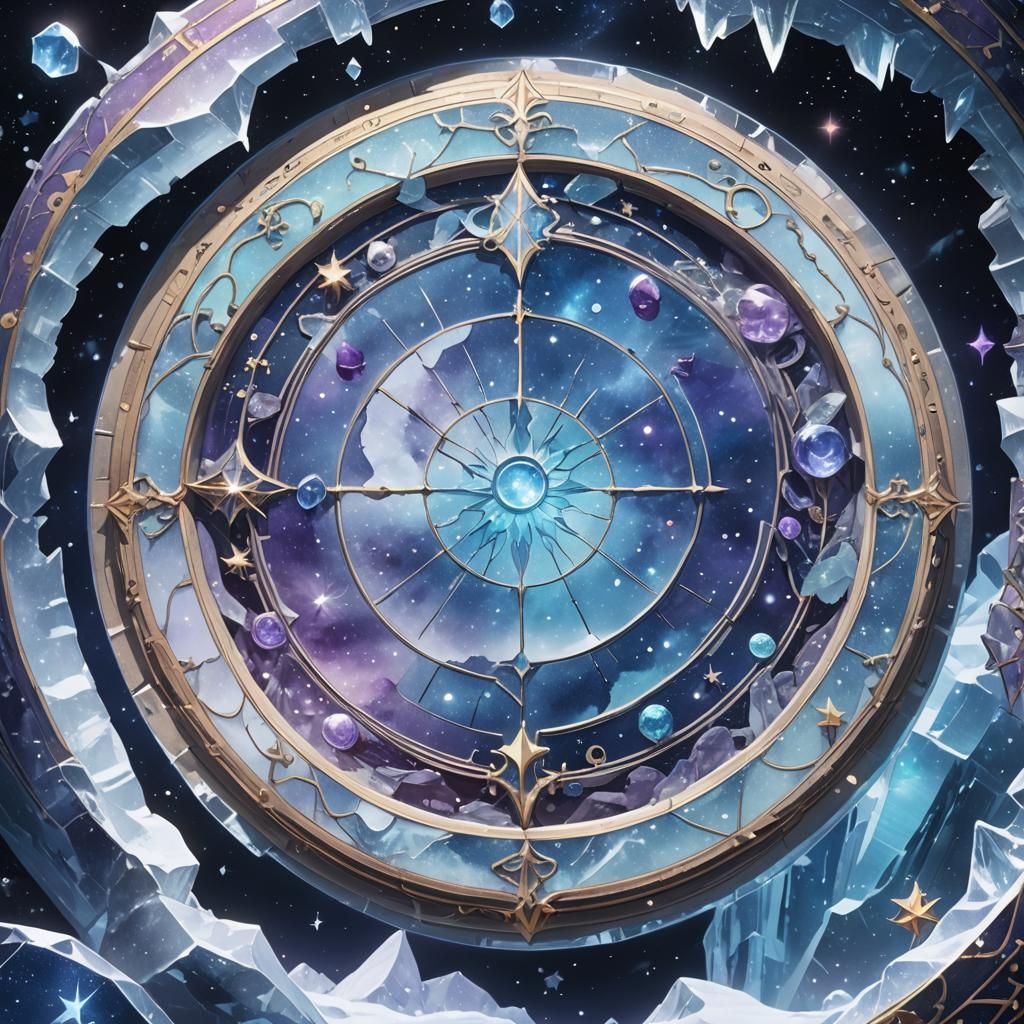 Icy Stone Tablet with Constellations in Anime Style