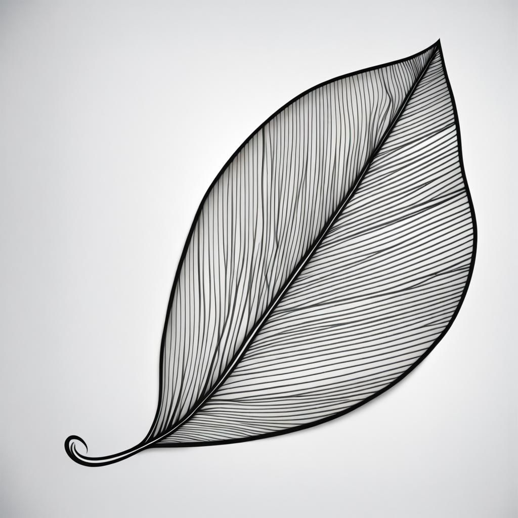 Minimalist Line Art of Leaf on Paper