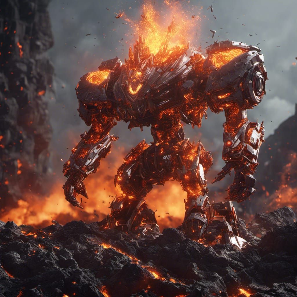 Fiery Lava World Explosion in Sci-Fi Style